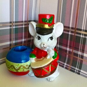 J.S.N.Y. Taiwan Drummer Mouse Christmas Candle Holder Decoration